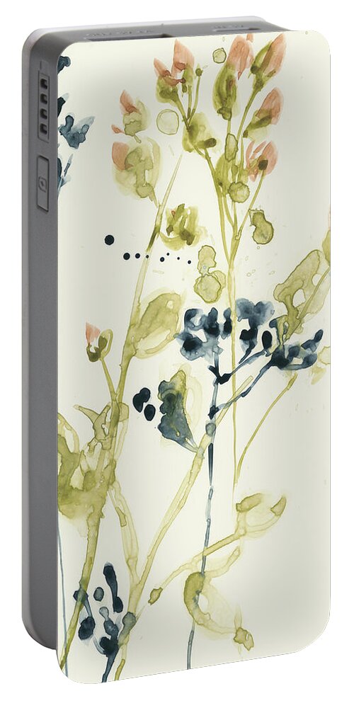 Botanical Portable Battery Charger featuring the painting Blush Buds I by Jennifer Goldberger