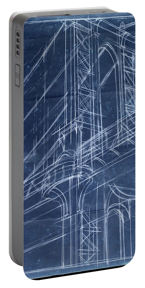Architecture Portable Battery Charger featuring the painting Bridge Blueprint I by Ethan Harper