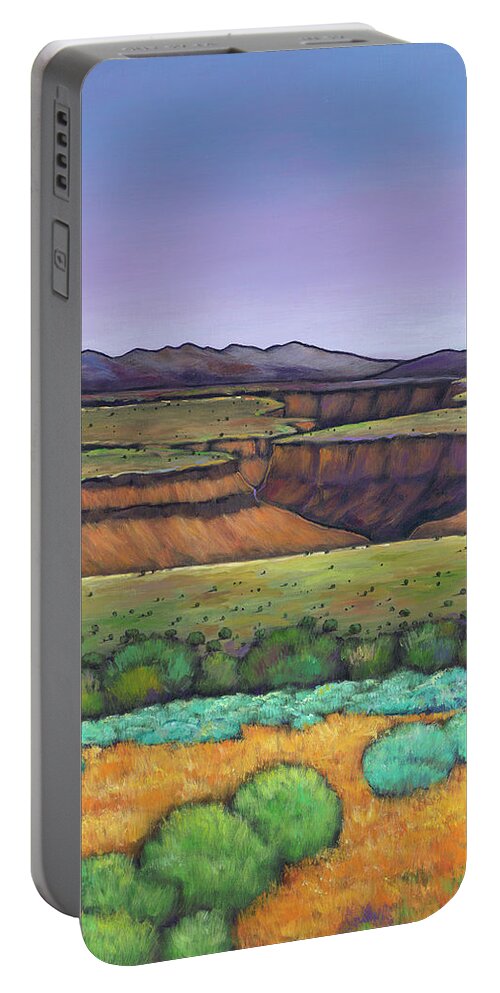 New Mexico Portable Battery Charger featuring the painting Desert Gorge by Johnathan Harris