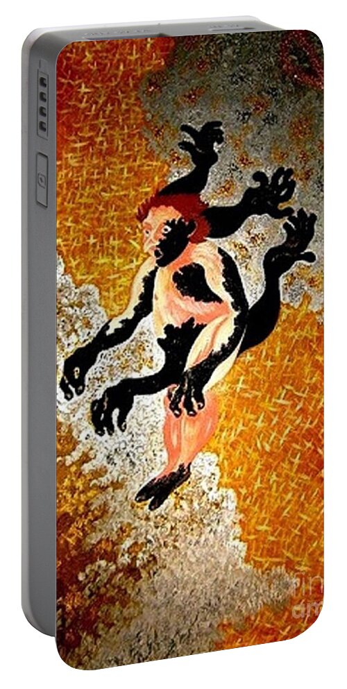 Greedy Portable Battery Charger featuring the painting Gold fever #1 by Tatyana Shvartsakh