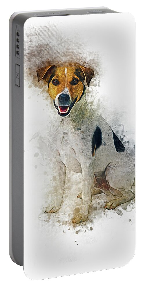 Dog Portable Battery Charger featuring the digital art Jack Russell #2 by Ian Mitchell