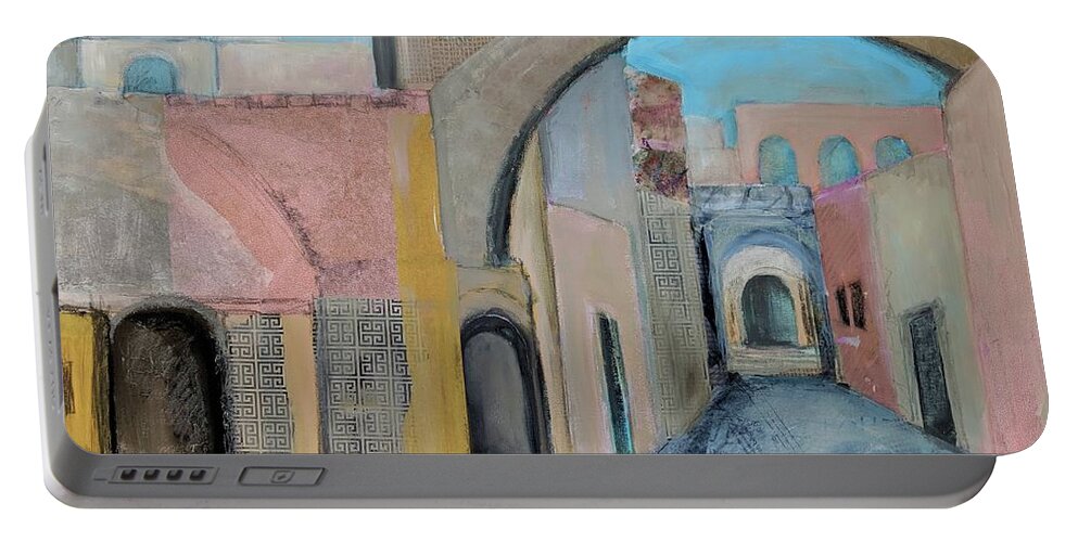 Jerusalem Portable Battery Charger featuring the painting Old City by Jillian Goldberg