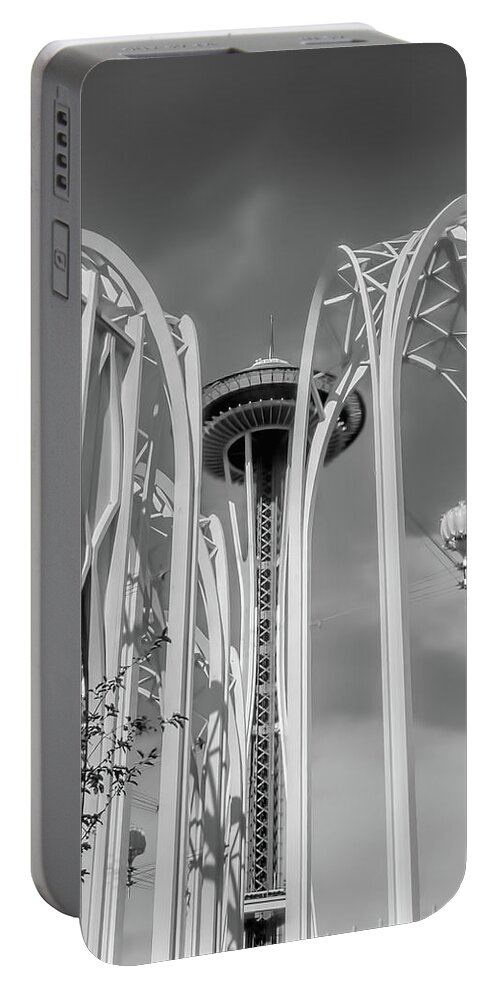 Space Needle Portable Battery Charger featuring the photograph Space Needle Vintage SPN3 by Cathy Anderson