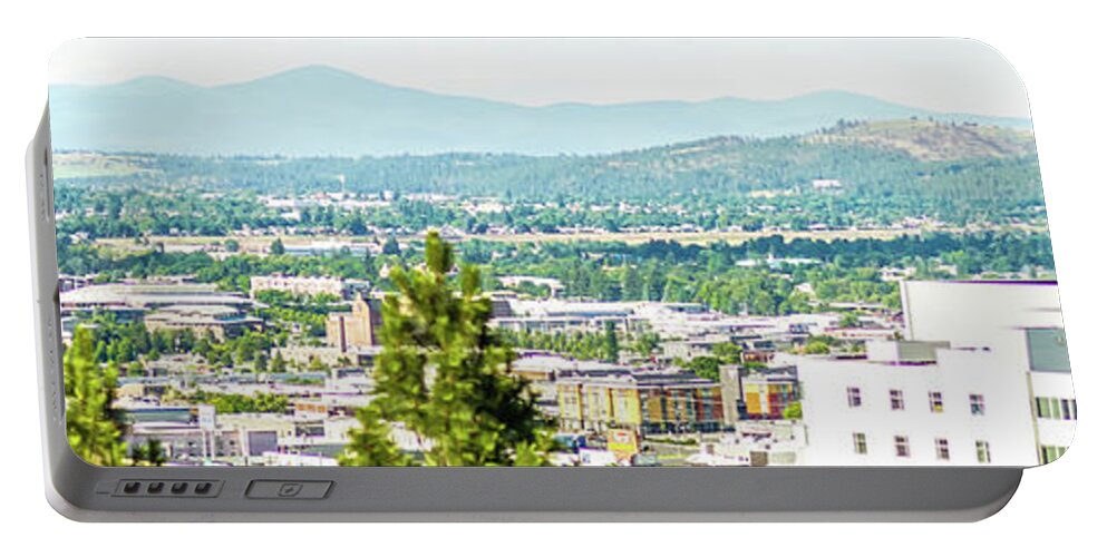 Panorama Portable Battery Charger featuring the photograph Spokane washington city skyline and spokane valley views #2 by Alex Grichenko
