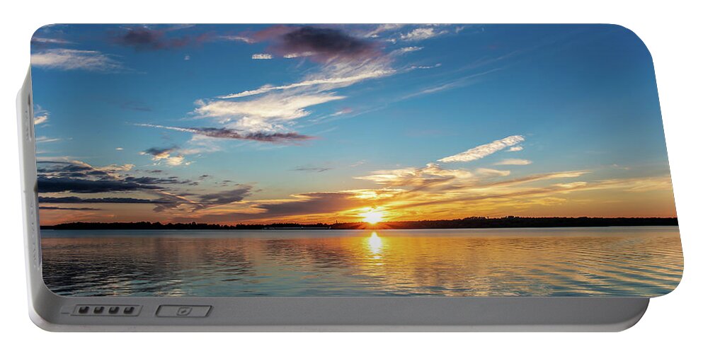 Cloudy Portable Battery Charger featuring the photograph Sunset #2 by Doug Long