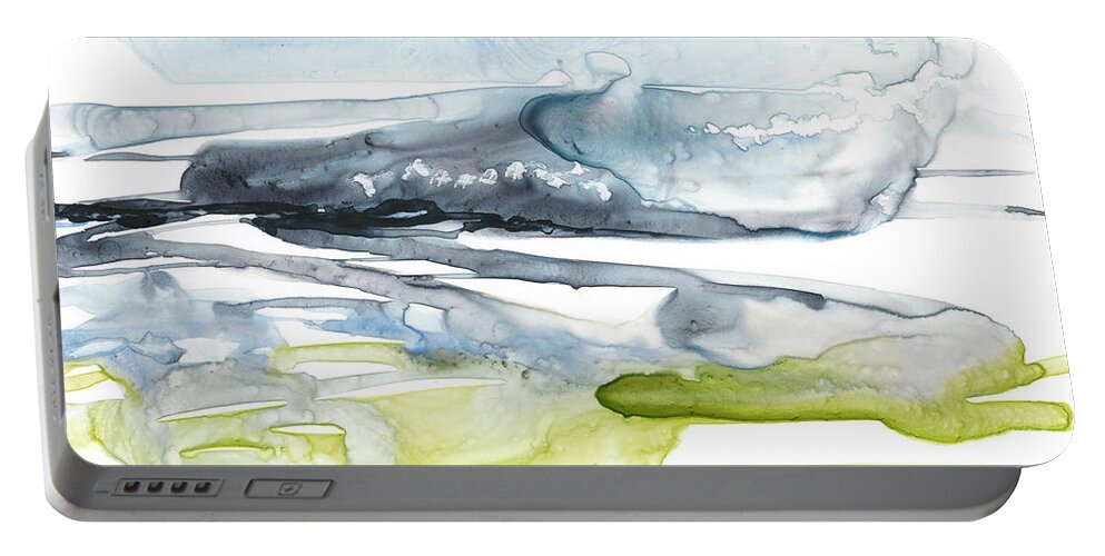 Abstract Portable Battery Charger featuring the painting Sweeping Fields II by Jennifer Goldberger
