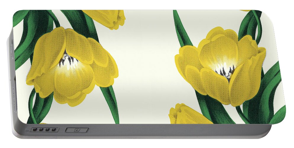 Bloom Portable Battery Charger featuring the drawing Tulips #2 by CSA Images