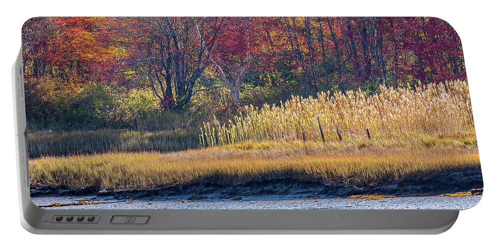 America Portable Battery Charger featuring the photograph Two Boats in Autumn #3 by Susan Cole Kelly