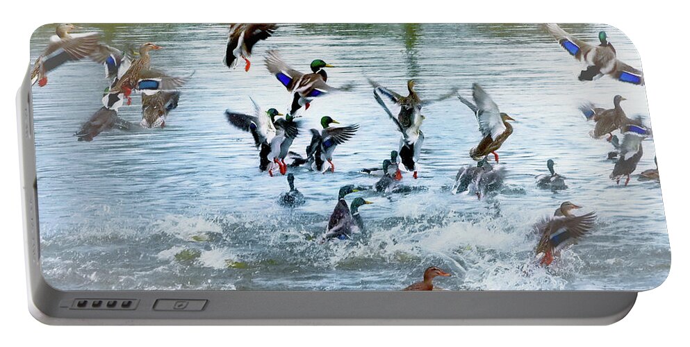 Mallard Portable Battery Charger featuring the photograph Up, Up, Away #1 by Scott Cameron