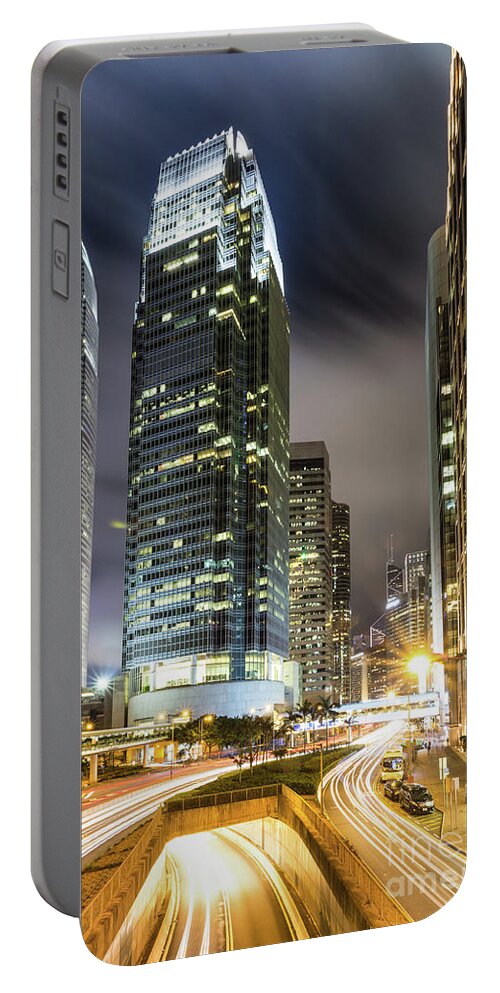Central District - Hong Kong Portable Battery Charger featuring the photograph Hong Kong night rush #20 by Didier Marti