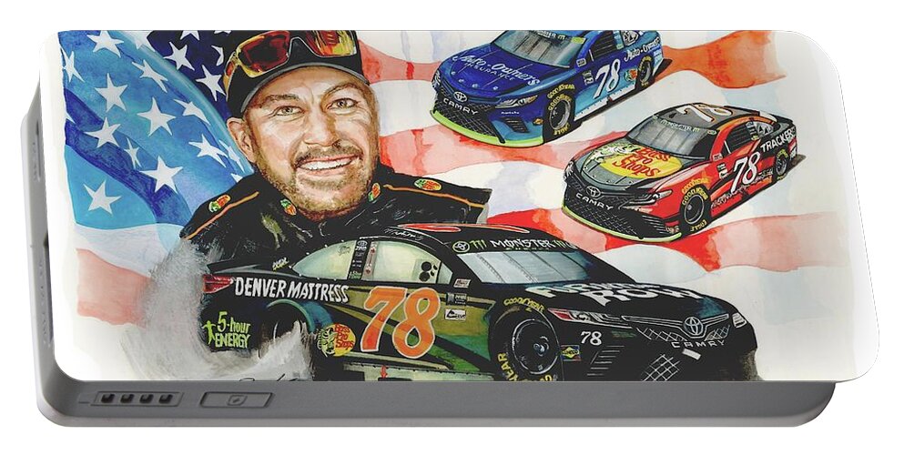 Art Portable Battery Charger featuring the painting 2017 NASCAR Champion by Simon Read