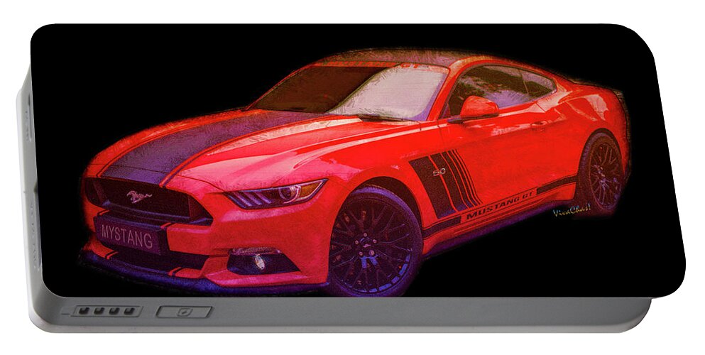 2019 Portable Battery Charger featuring the digital art 2019 Ford Mustang GT 5.0 Illustration by Chas Sinklier