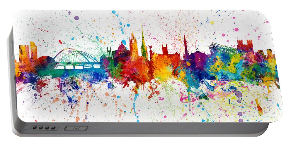 Newcastle Portable Battery Charger featuring the digital art Newcastle England Skyline #21 by Michael Tompsett