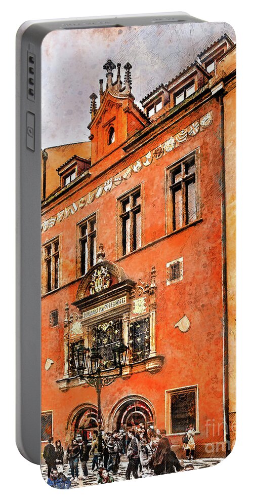 Praga Portable Battery Charger featuring the digital art Praha city art #21 by Justyna Jaszke JBJart