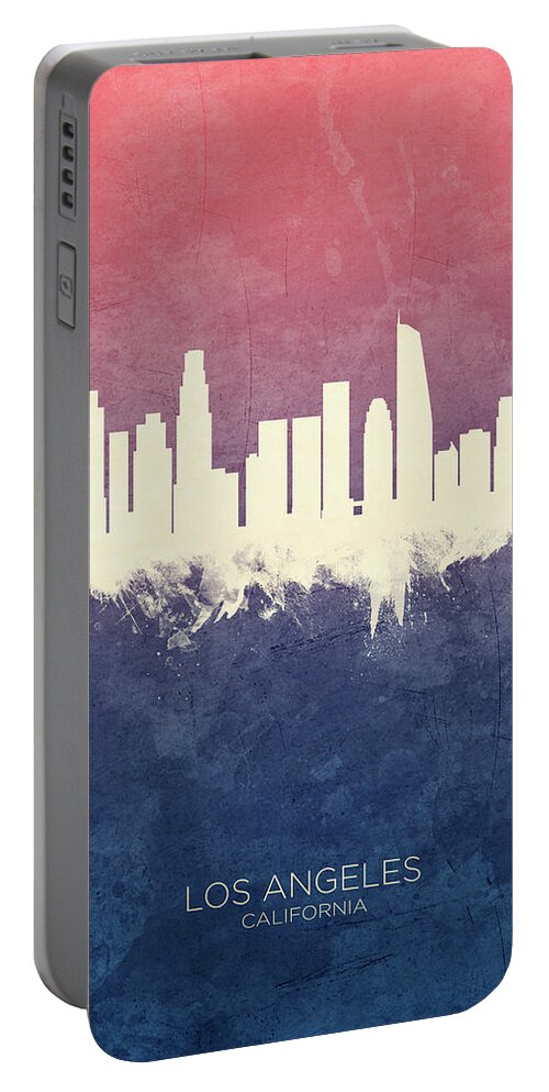 Los Angeles Portable Battery Charger featuring the digital art Los Angeles California Skyline by Michael Tompsett
