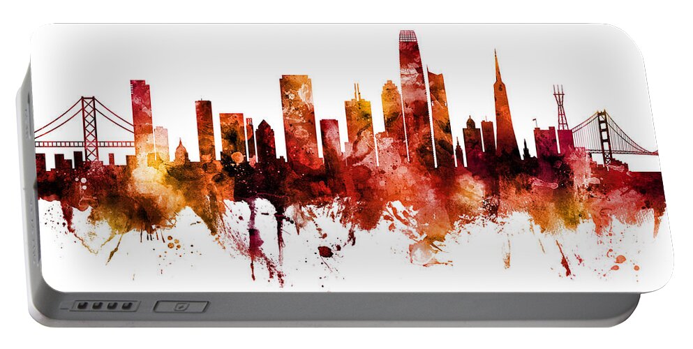 San Francisco Portable Battery Charger featuring the digital art San Francisco City Skyline #17 by Michael Tompsett