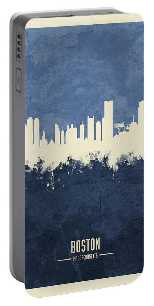 Boston Portable Battery Charger featuring the digital art Boston Massachusetts Skyline by Michael Tompsett