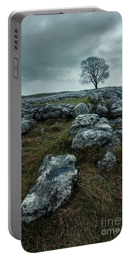 Mt Outdoor Photographer Portable Battery Charger featuring the photograph Lonely tree in Malham #3 by Mariusz Talarek