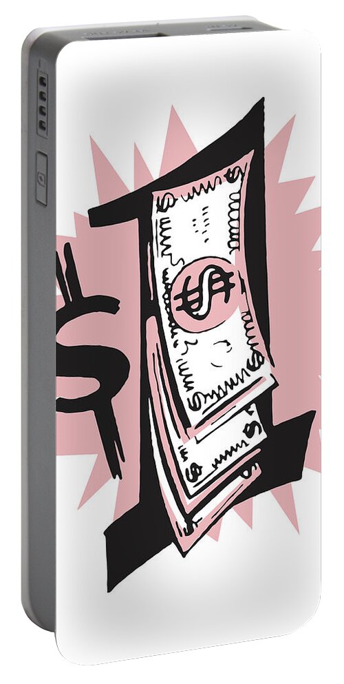 Asset Portable Battery Charger featuring the drawing One Dollar #3 by CSA Images