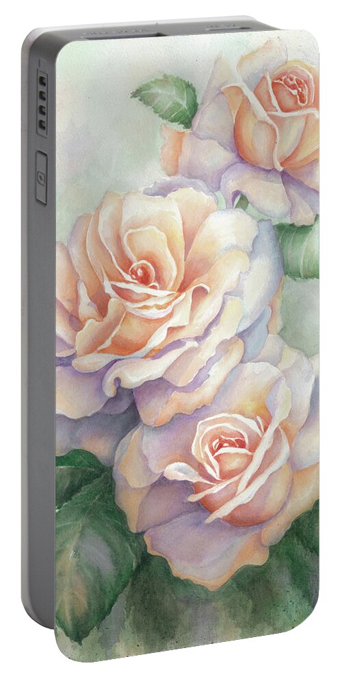 Roses Portable Battery Charger featuring the painting 3 Sisters by Lori Taylor