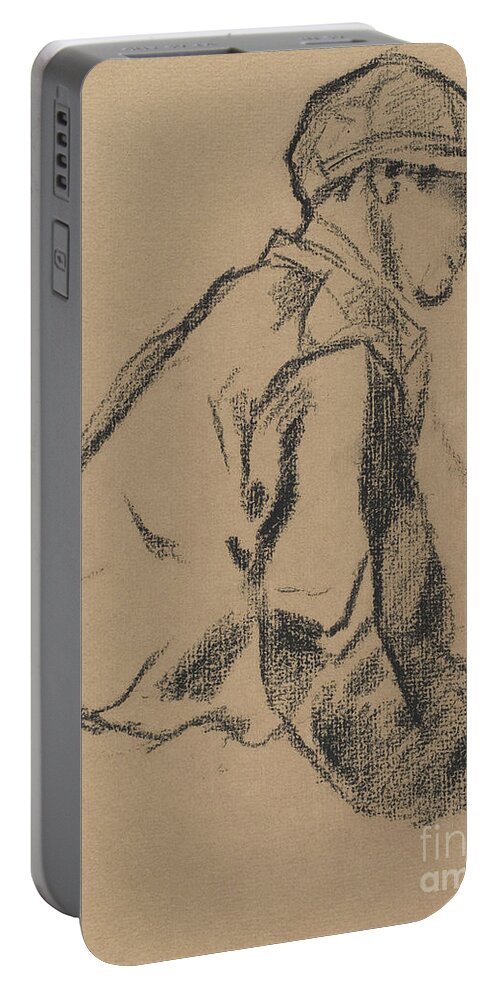Degas Portable Battery Charger featuring the drawing Study of a Jockey by Edgar Degas