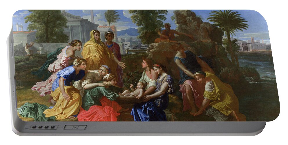 Baroque Portable Battery Charger featuring the painting The Finding of Moses #3 by Nicolas Poussin
