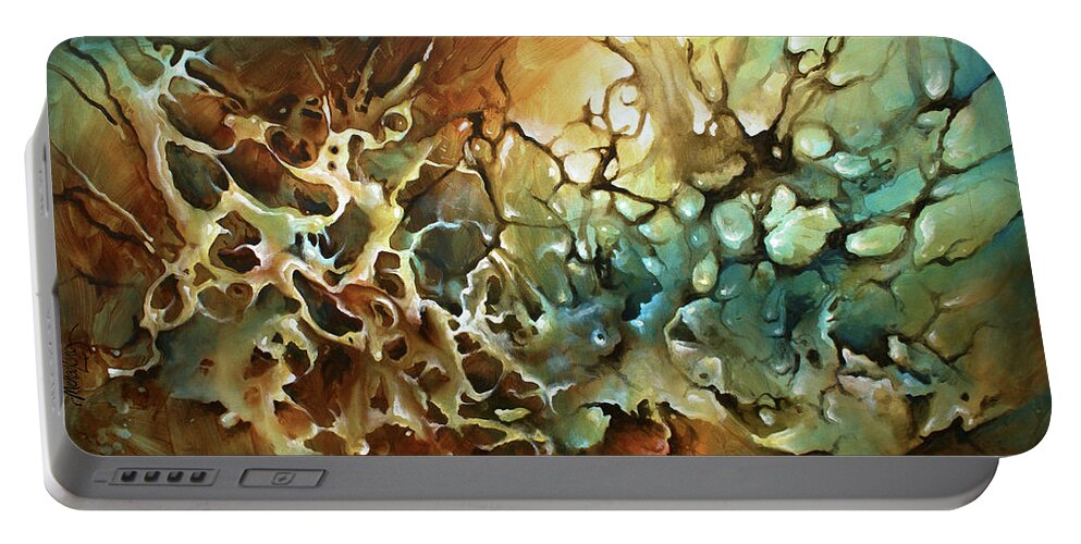 Abstract Portable Battery Charger featuring the painting Visions by Michael Lang