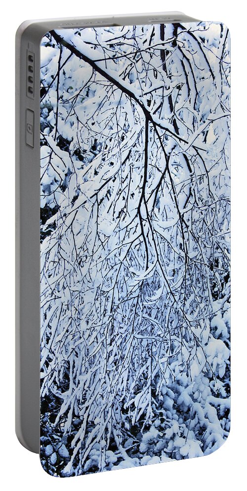 Rivington Portable Battery Charger featuring the photograph 30/01/19 RIVINGTON. Snow Covered Branches. by Lachlan Main