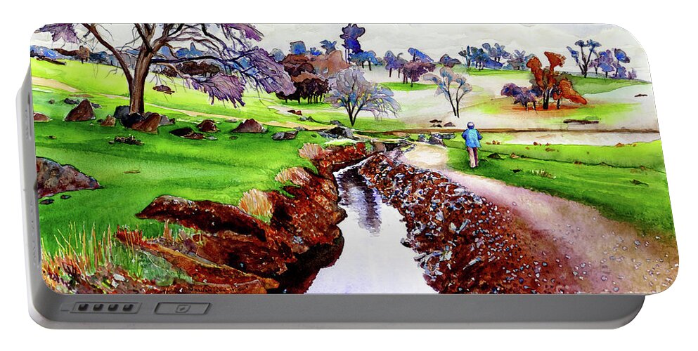 Canal Portable Battery Charger featuring the painting #380 Canal Trail #380 by William Lum