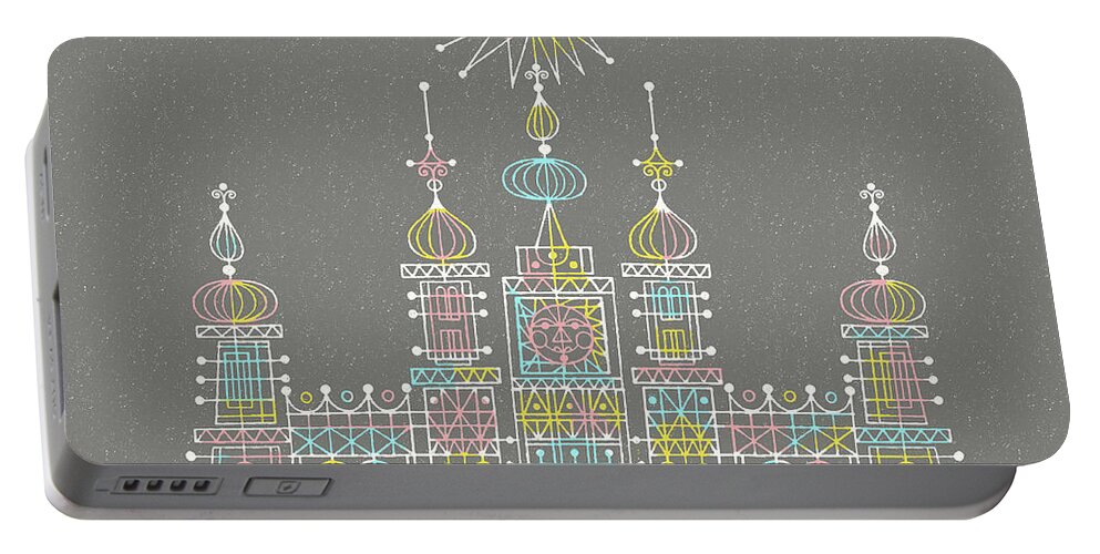 Architecture Portable Battery Charger featuring the drawing Abstract Castle #4 by CSA Images