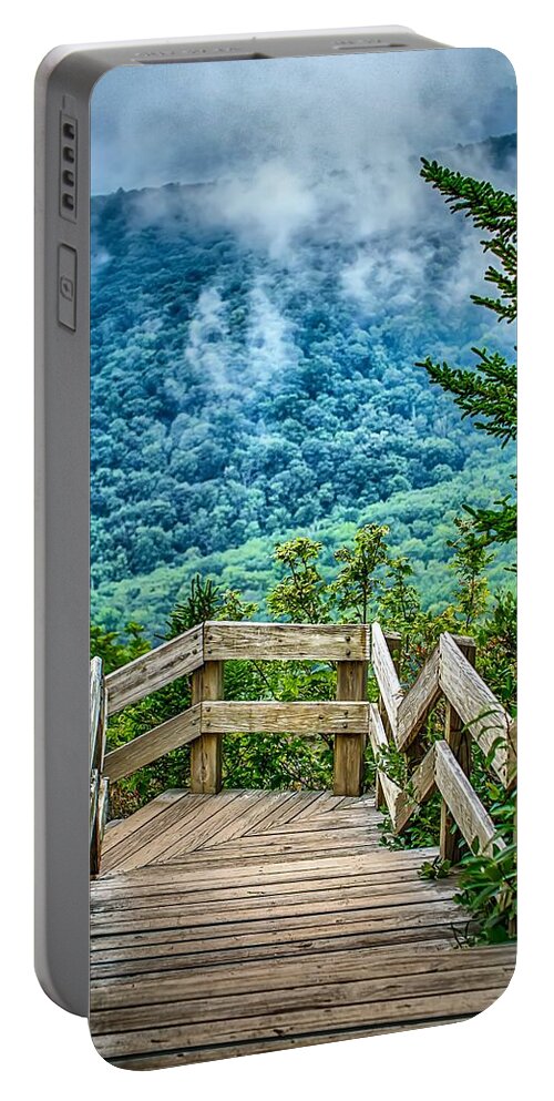Blue Portable Battery Charger featuring the photograph Beautiful Scenic Views At Rought Ridge North Carolina Overlook #4 by Alex Grichenko