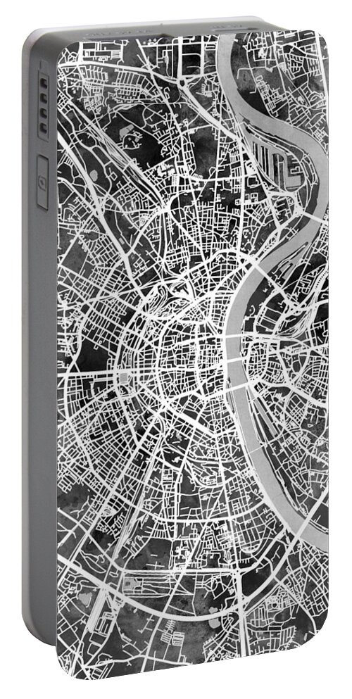 Cologne Portable Battery Charger featuring the digital art Cologne Germany City Map by Michael Tompsett