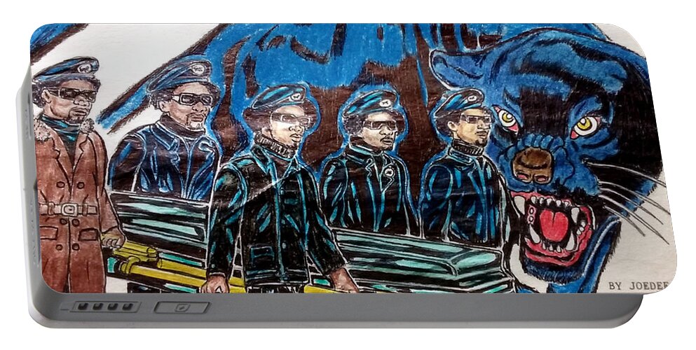 Black Art Portable Battery Charger featuring the drawing 41st and Central by Joedee