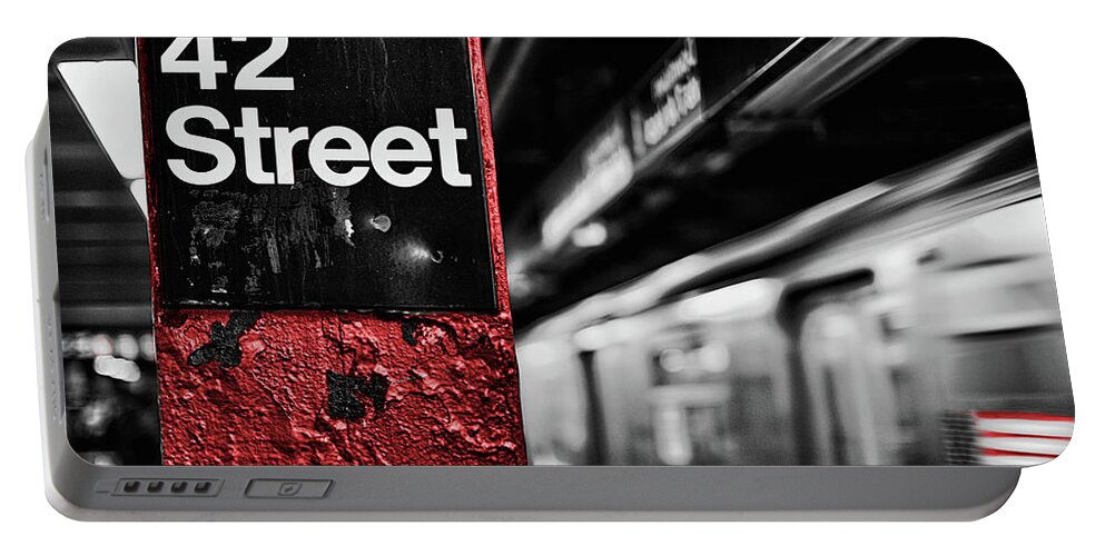 Subway Portable Battery Charger featuring the painting 42nd St. by Sundance B