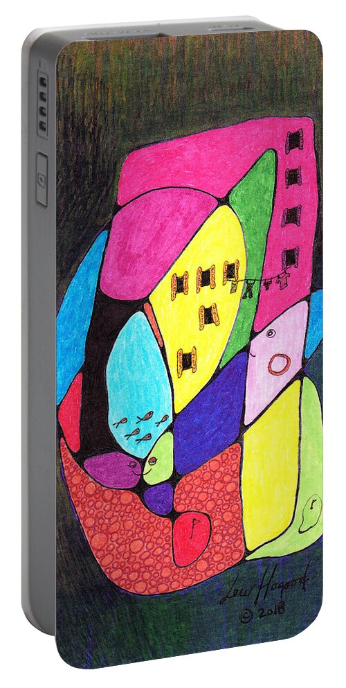Lew Hagood Portable Battery Charger featuring the mixed media 46.ab.10 by Lew Hagood