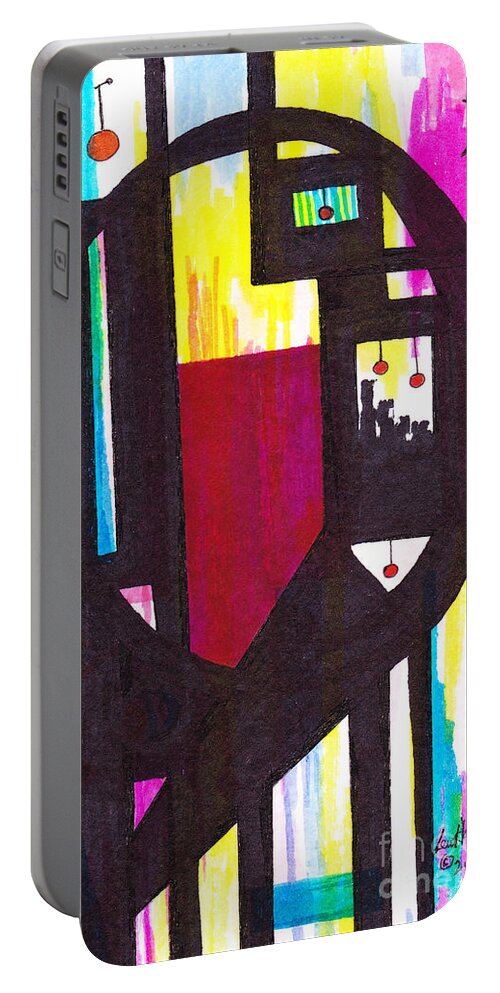 Abstract Portable Battery Charger featuring the mixed media 46.AB.7 Abstract by Lew Hagood