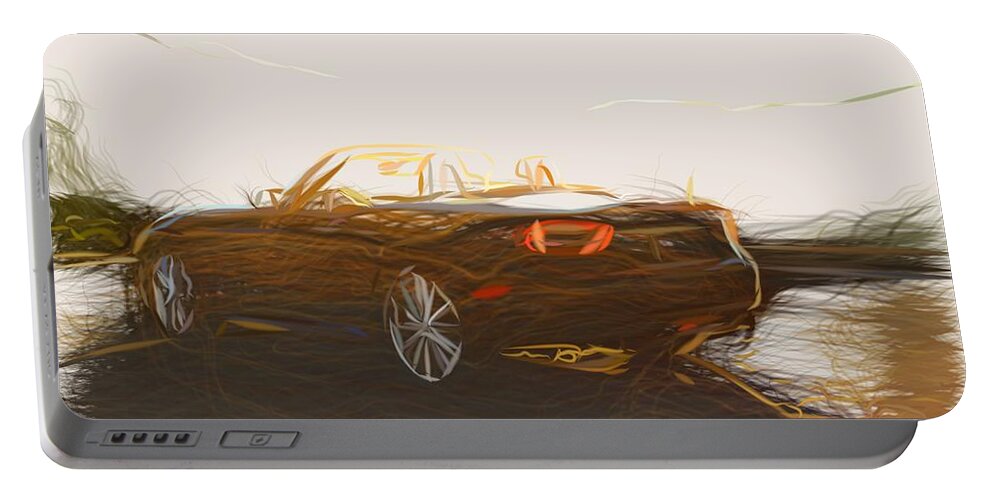 Fiat Portable Battery Charger featuring the digital art Fiat 124 Spider Drawing #6 by CarsToon Concept