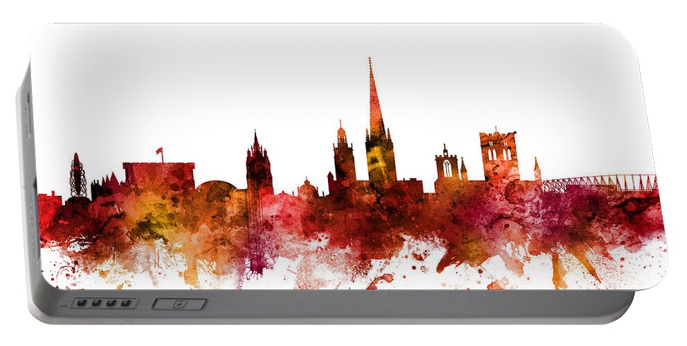Norwich Portable Battery Charger featuring the digital art Norwich England Skyline by Michael Tompsett