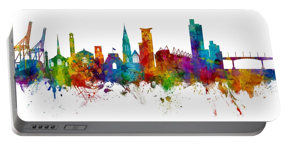 Southampton Portable Battery Charger featuring the digital art Southampton England Skyline #5 by Michael Tompsett