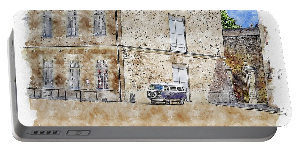 Architecture Portable Battery Charger featuring the digital art Architecture #watercolor #sketch #architecture #castle #6 by TintoDesigns