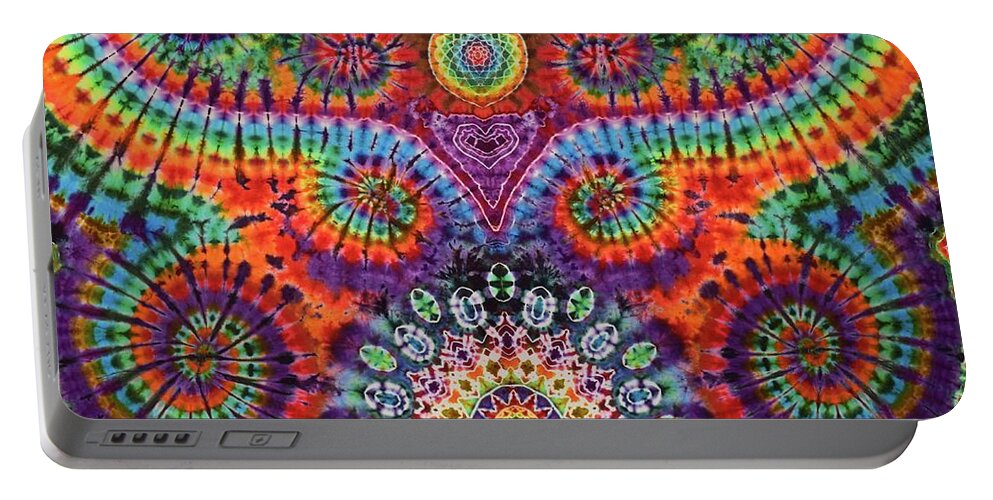 Rob Norwood Tie Dye Sacred Geometry Ice Dyes Psychedelic Art Portable Battery Charger featuring the digital art Oteils Tap by Rob Norwood