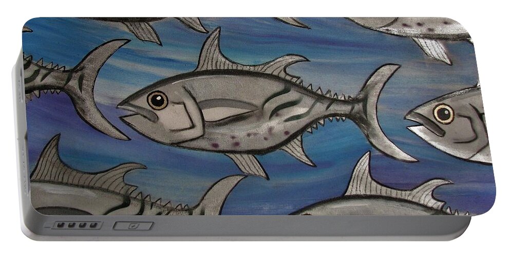 Fish Portable Battery Charger featuring the painting 7 Fish by Joan Stratton