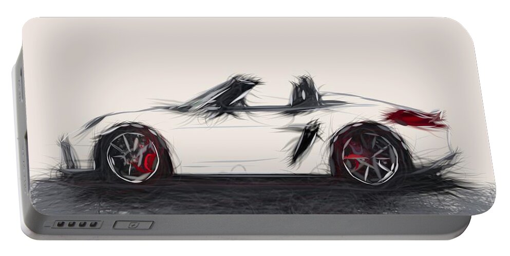 Porsche Portable Battery Charger featuring the digital art Porsche Boxster Spyder Draw #10 by CarsToon Concept