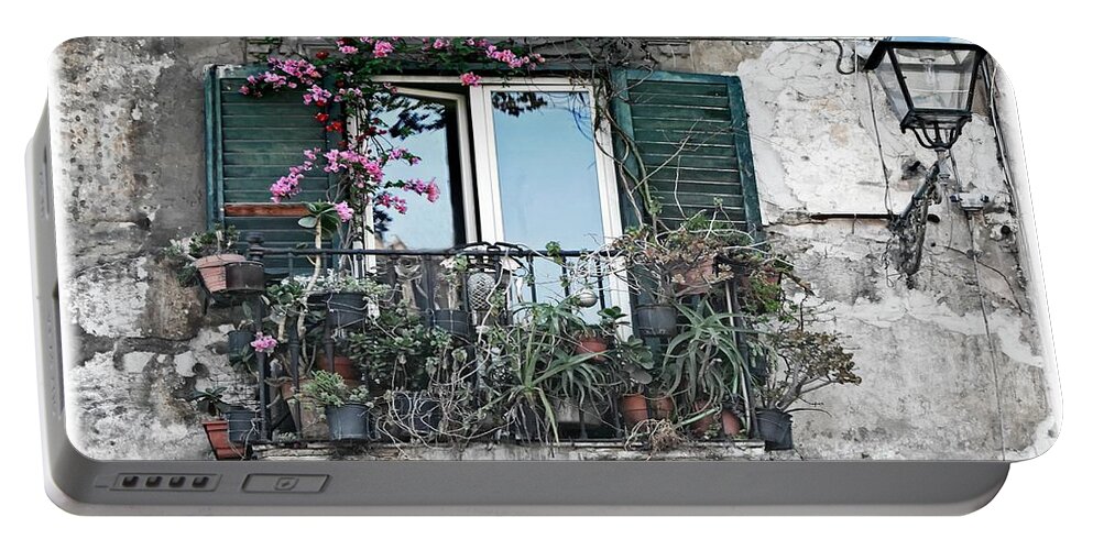 Window Box Portable Battery Charger featuring the photograph A Balcony in Palermo by David Birchall