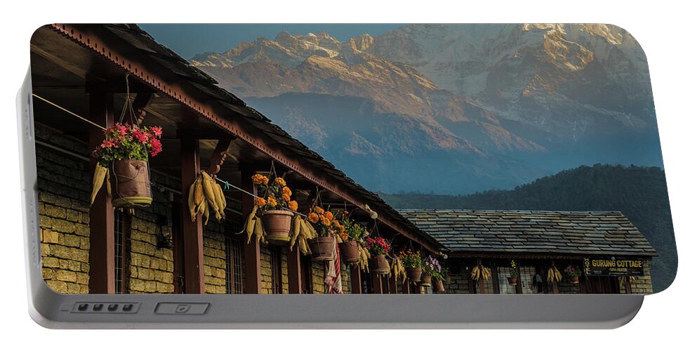 Himalayas Portable Battery Charger featuring the photograph A glowing fall day in the Himalayas by Leslie Struxness