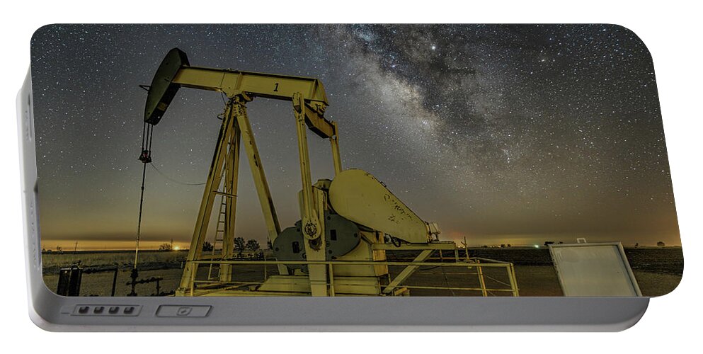 Milky Way Portable Battery Charger featuring the photograph A Good Morning on the Oil Field by James Clinich