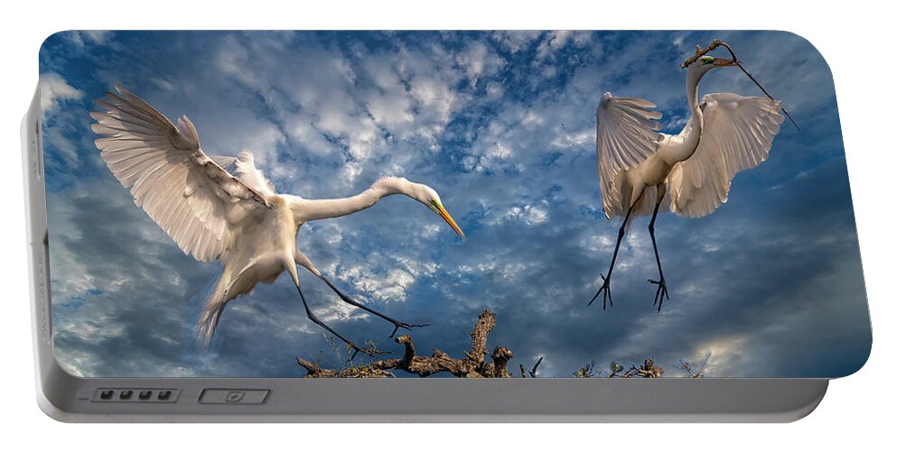 Egrets Portable Battery Charger featuring the photograph A Magnificent View of Nature by DB Hayes