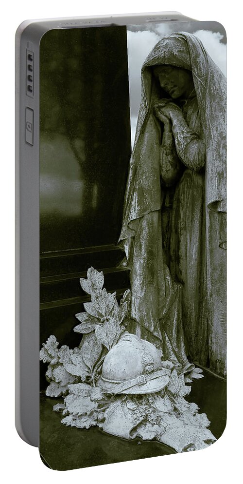 Cemetery Portable Battery Charger featuring the photograph A Soliders Grave by Mick Burkey