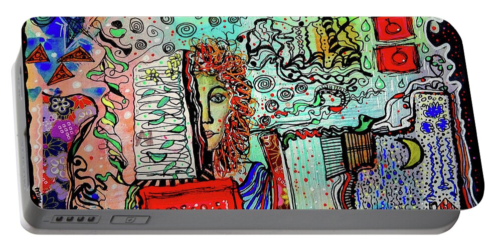 Symbolic Portable Battery Charger featuring the mixed media A Story Waiting to be Told by Mimulux Patricia No