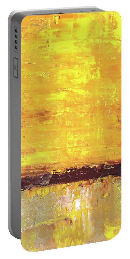 Large Gold Abstract Portable Battery Charger featuring the painting A Warm Feeling by Nancy Merkle